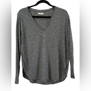 Madewell Gray Striped Long Sleeve Tee